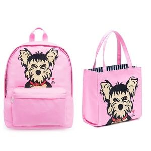 Metro Tetro Yorkie Terrier Backpack and small tote